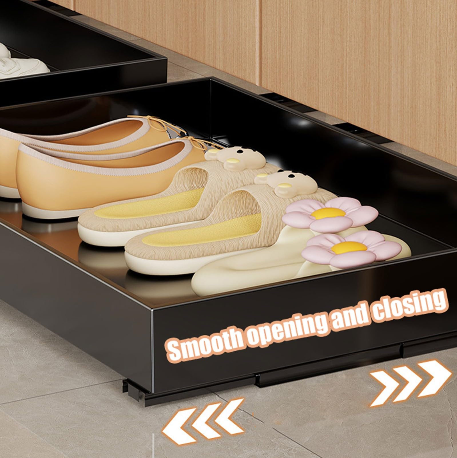Vassoio per Scarpe Estraibile a Scomparsa Organizzatore Scarpe Nascosto Salvaspazio Estraibile Alluminio per Piccolo Armadio da Camera Ingresso C,L 41*W 31*H 5CM