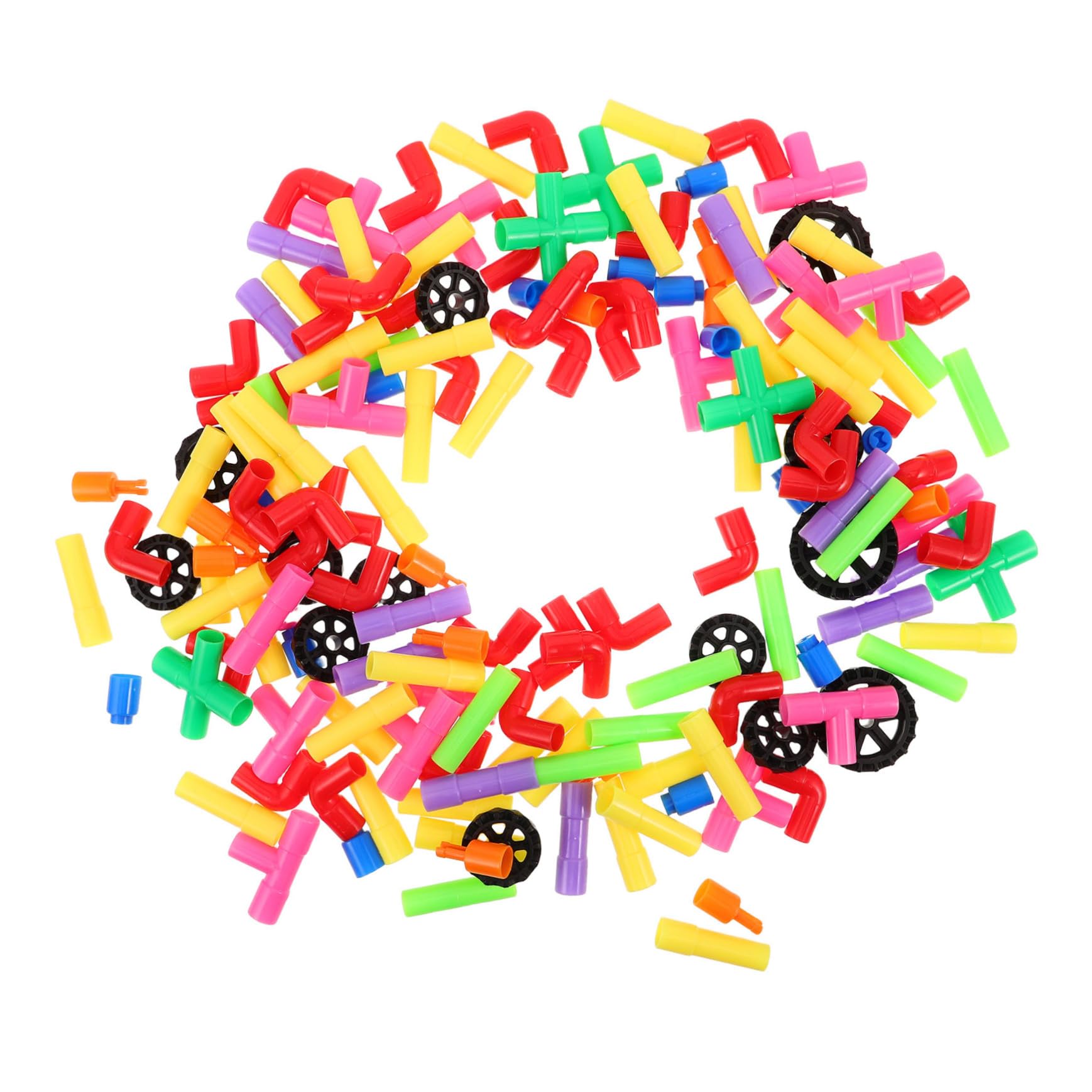 Supvox Röhrenbaukasten für Kleinkinder Bausteine zum Lernen und Spielen Anregende Farben für Visuelle Entwicklung Robustes Konstruktionsspielzeug für Drinnen und Draußen