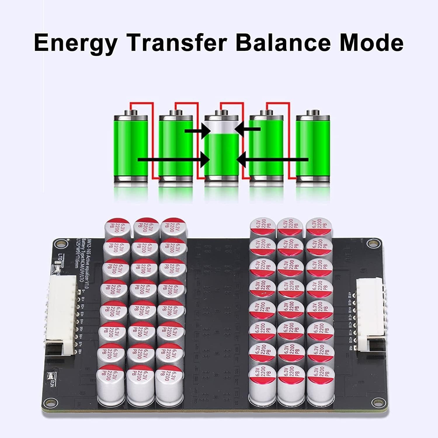 12-16S Lithium Batterie Equalizer Board, Lithium Batterie Ausgleichskarte Universelles aktives Balancer Modul Leichtes Energietransferboard für LTO LPO LFP 1,8V-4.5V Li-Ionen Batterien