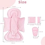 4 in 1 Infant Car Seat Insert, Baby Car Seat Head Body Support for Girls & Boys, Reversible Newborn Car Seat Insert with 3 Extra Strap Paddings, Premature Car Seat Cushion (Stripes Pink)