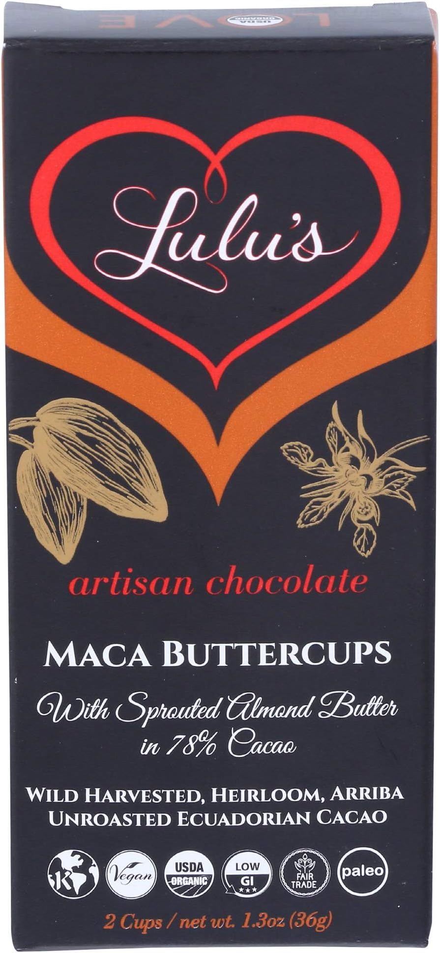 LULUS CHOCOLATE Organic Chocolate Maca Buttercups, 1.3 OZ