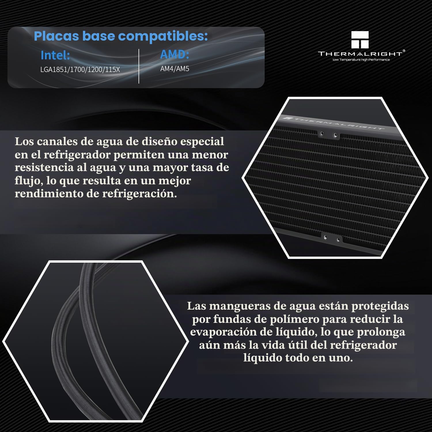 Thermalright Frozen Prism 360 Black, Enfriador de agua líquida para CPU con ventilador PWM de 120 mm, Disipador de agua integrado para AMD/AM4/AM5, Intel LGA1700/1150/1151/1200/1851 | Refrigerador de líquido de CPU con ventilador PWM de 120 mm, para AM4/A