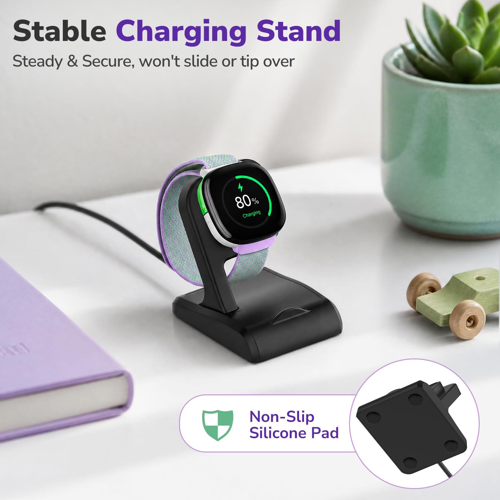 Chargeur compatible avec Google Fitbit Ace LTE, station d'accueil de charge antidérapante avec câble USB de 0,9 m