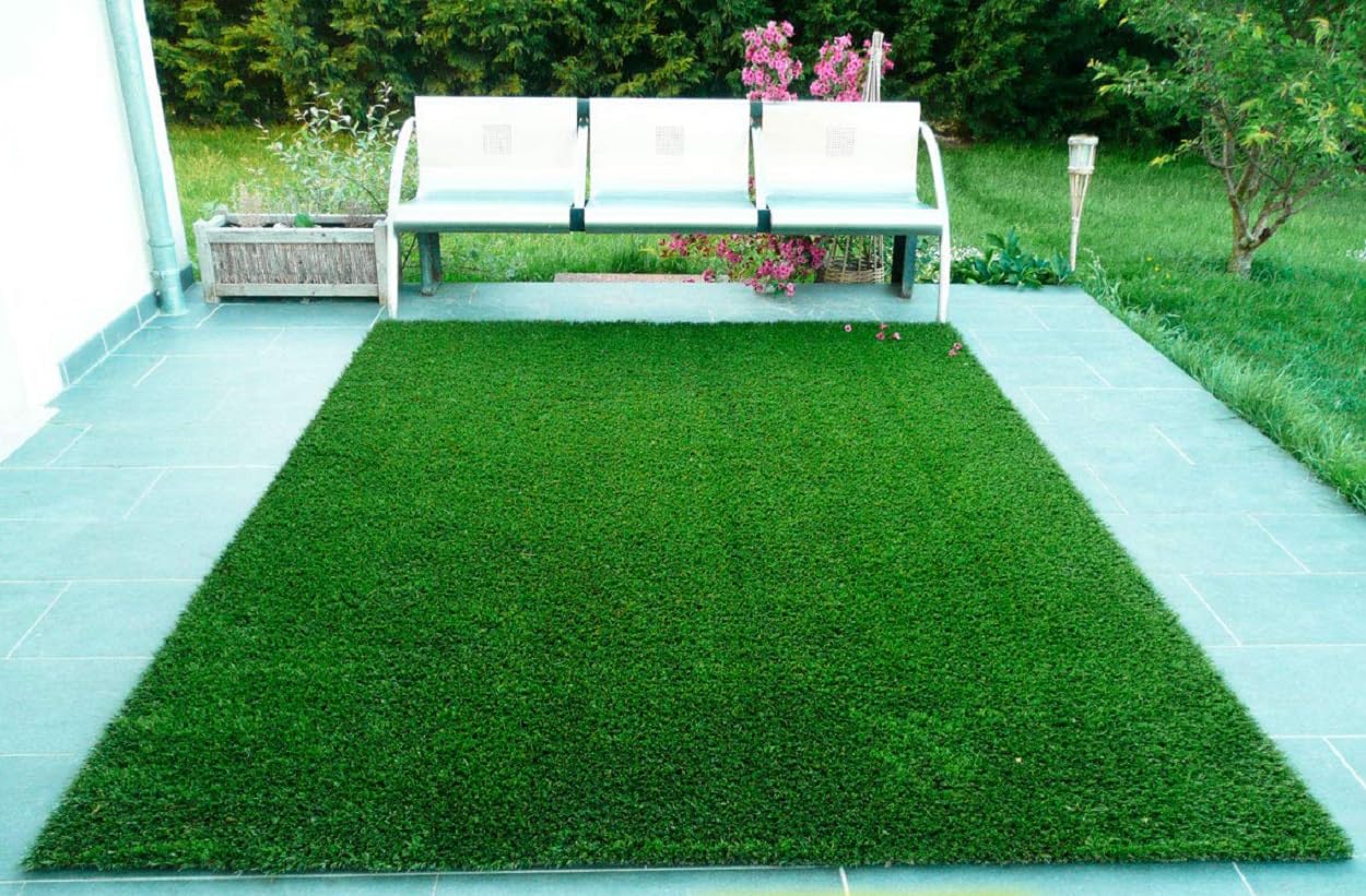 High Density 25 MM Artificial Green Grass Carpet Mat for Balcony, Lawnmat, Floor Mat, Doormat, Garden Mats Washable Anti-skid (4 x 8 feet, 25.0)