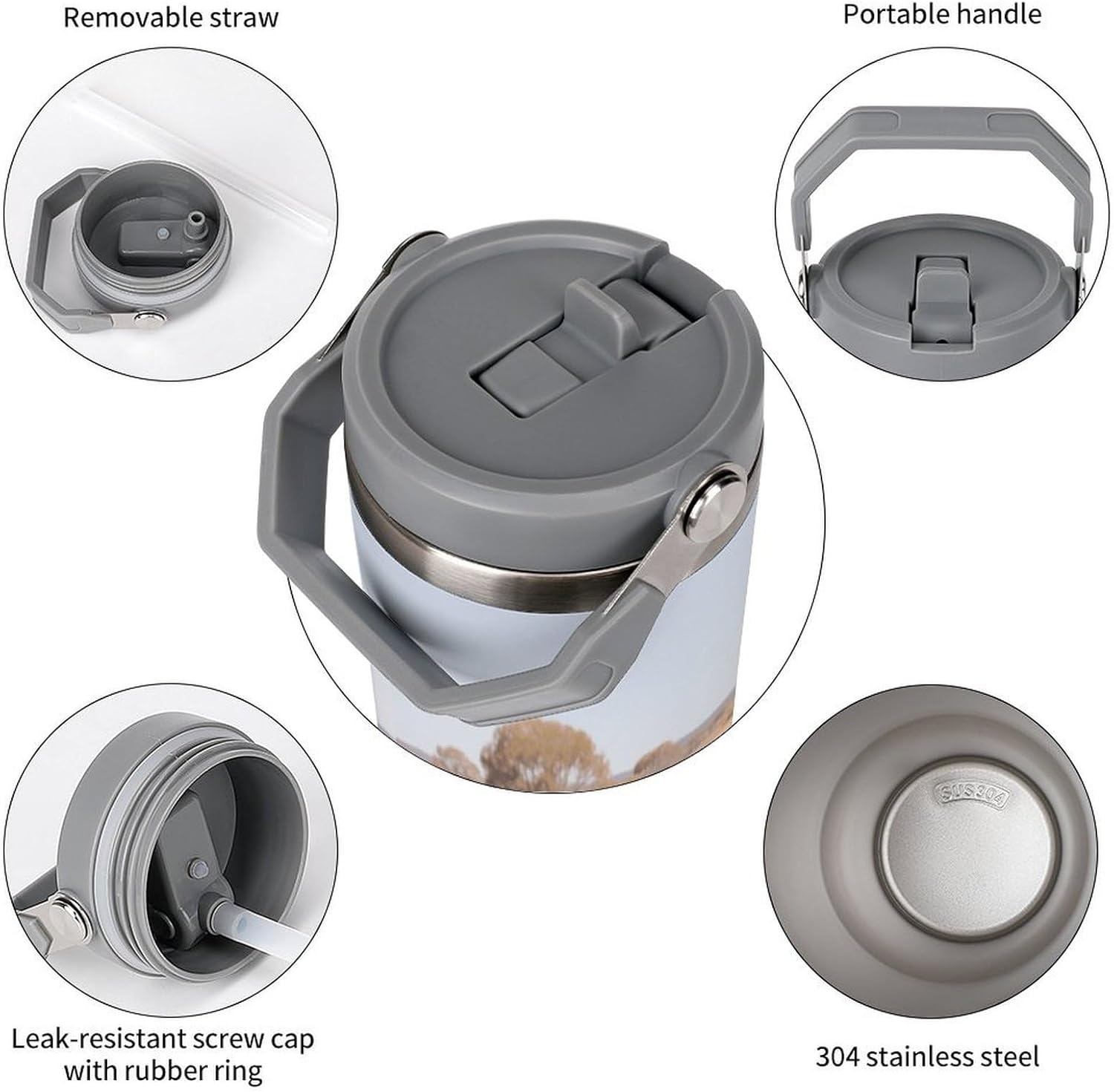 30 Oz Insulated Mug with Handle Lid And Straw Emus Running Pattern Large Metal Sports Bottle Great for Gifts Parties Office Coffee