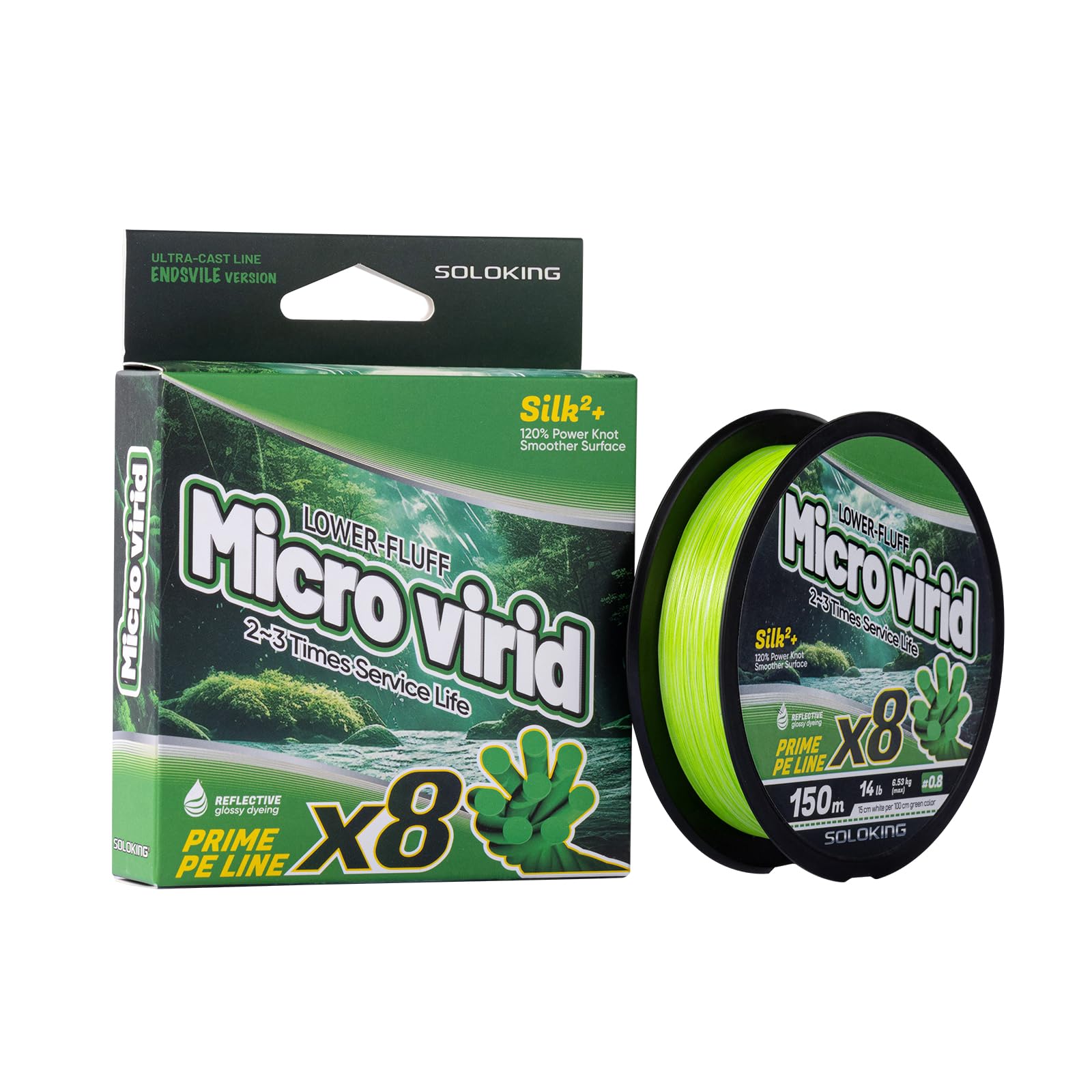 SOLOKING X8 Braided Fishing Line 109/165Yards Freshwater Saltwater PE Line for Fishing 12LB-40LB Super Smooth Multifilamemement (Green-100m/109Yard, 1.5# 22LB 0.205mm)