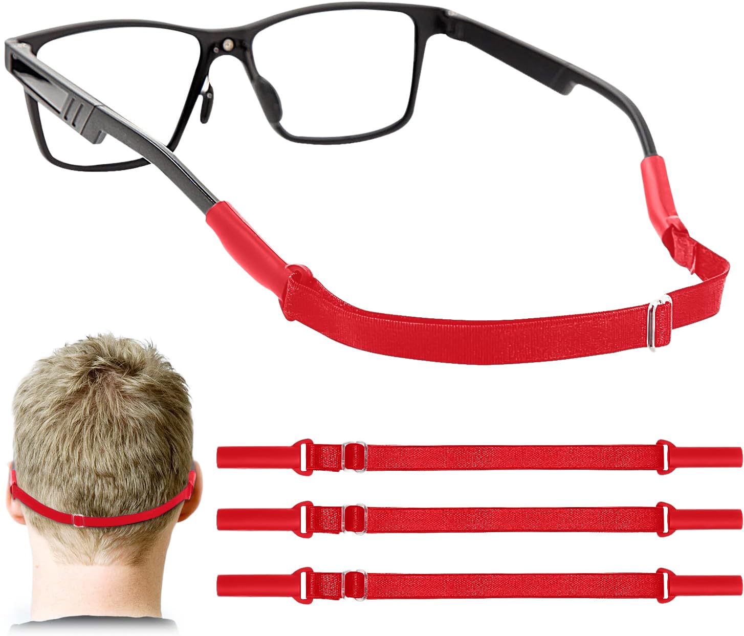 Enenfly Adjustable Glasses Straps - 3 Pack No Tail Eyewear Retainer for Men, Women, Kids – Fits Eyeglasses &amp; Sunglasses