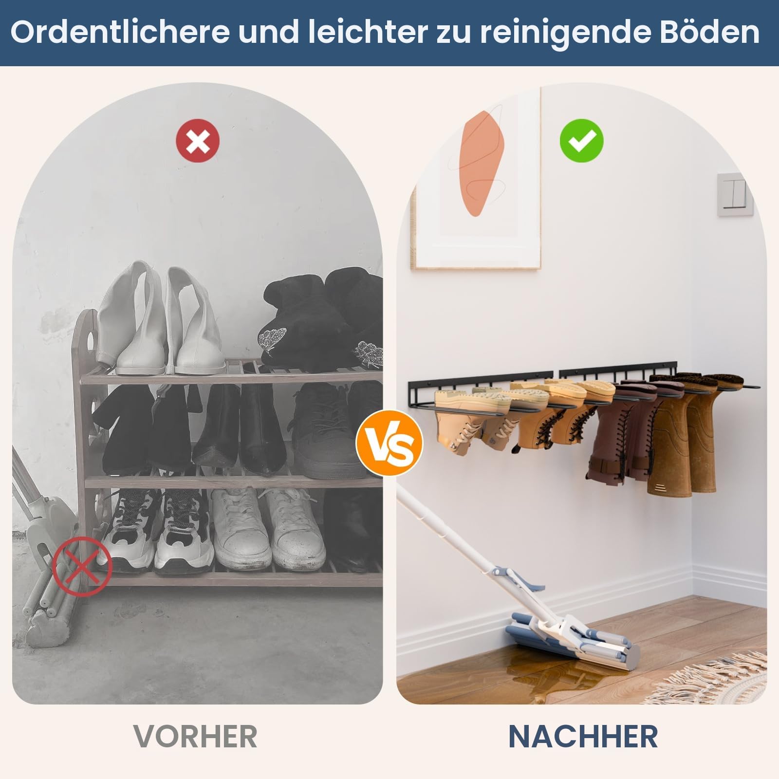 zacurter schuhregal wand, schuhregal metal schwarz outdoor, shoe organize rack für 4 Paar, schuhständer für Stiefel,Gummistiefel,Arbeitsstiefel am Eingangsbereich,Flur,Terrasse
