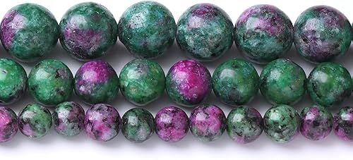 Miniatura 4 de Cuentas sueltas redondas rojas y verdes de 0.236 pulgadas, cuentas de gemas naturales, cuentas de piedra de energía de cristal para hacer joyas,