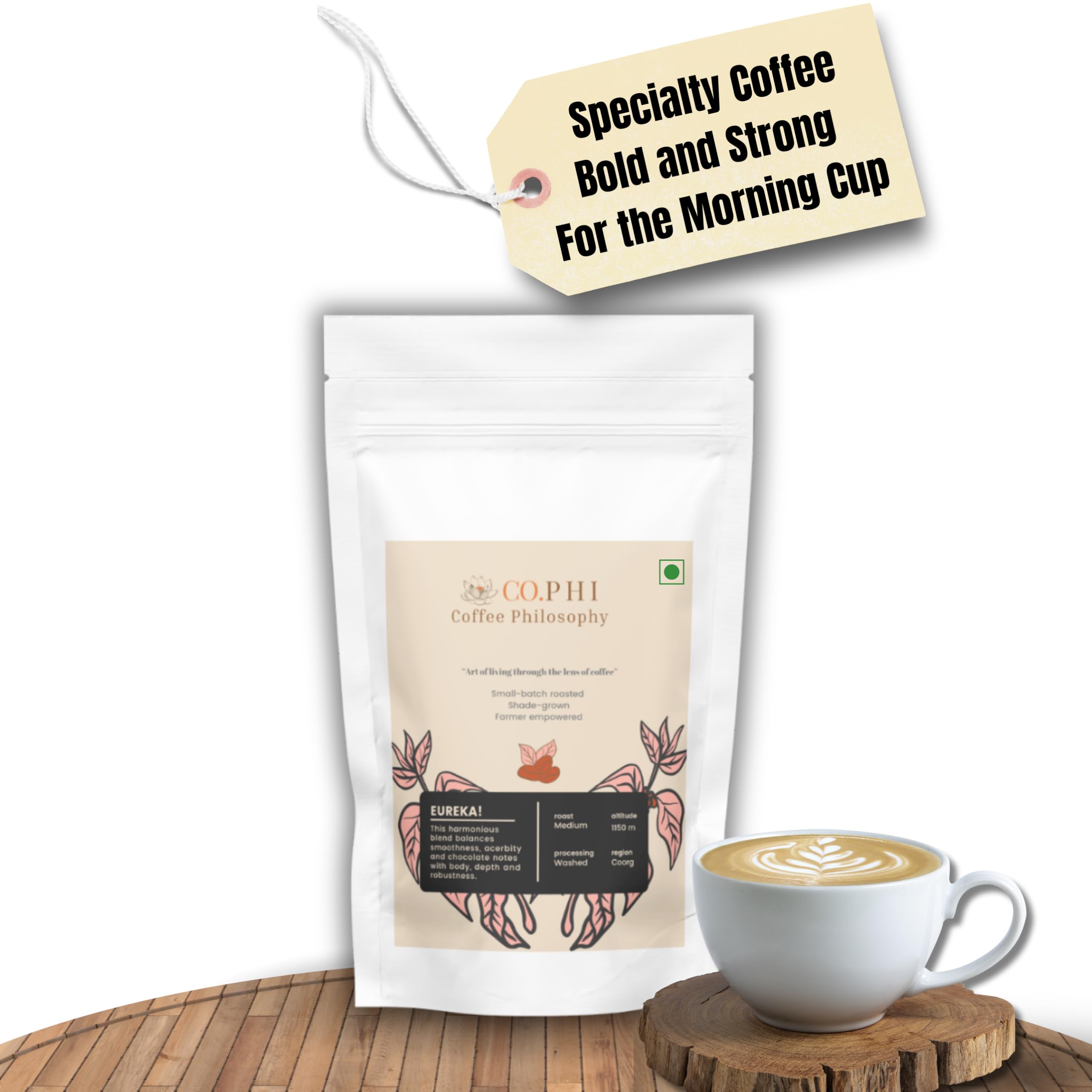 Sponsored Ad - COPHI Coffee Philosophy Eureka (250g) Espresso Machine Coffee Powder, Medium Roast, Arabica Robusta Blend, Coorg Specialty Ground Coffee, Washed Process, No Chicory, Shade Grown, Makes 15 Cups