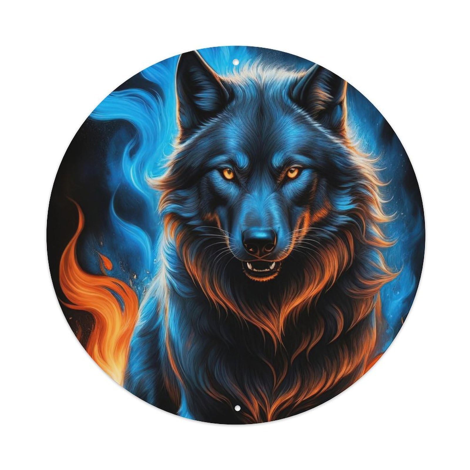 Animal The Wolf on Fire Metal Tin Sign