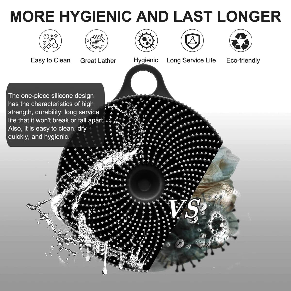 PRUVIA Silicone Body Scrubber Upgrade Multifunction Exfoliator Scrubber for Body and Scalp Handheld Cleansing Skin Brush for Gentle Exfoliating and Lathering Suitable for All Skin Types 4