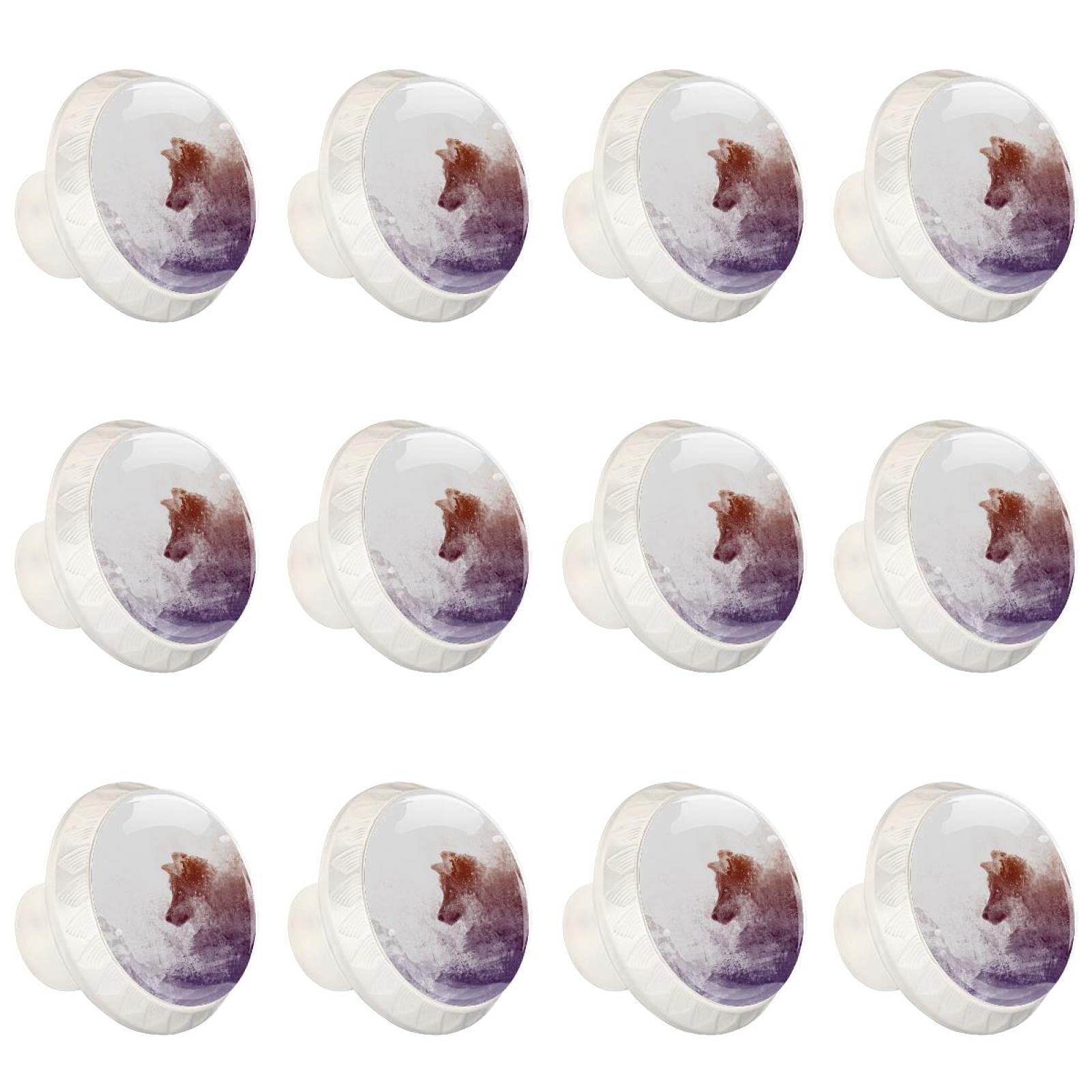 Boutons d'armoires de cuisine ronds design loup et planète cosmique