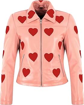 Carrie CH Hoxton Women's Hearts Biker Style Napa Leather Jacket
