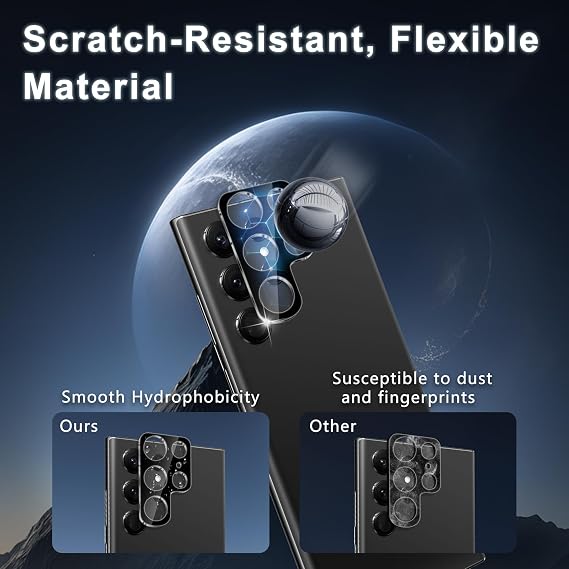 2+2 Pack for Samsung Galaxy S22 Ultra Screen Protector and Camera Lens Protector, 9H Tempered Glass, [3D Curved Full Coverage], Fingerprint Sensor Compatible, Case Friendly