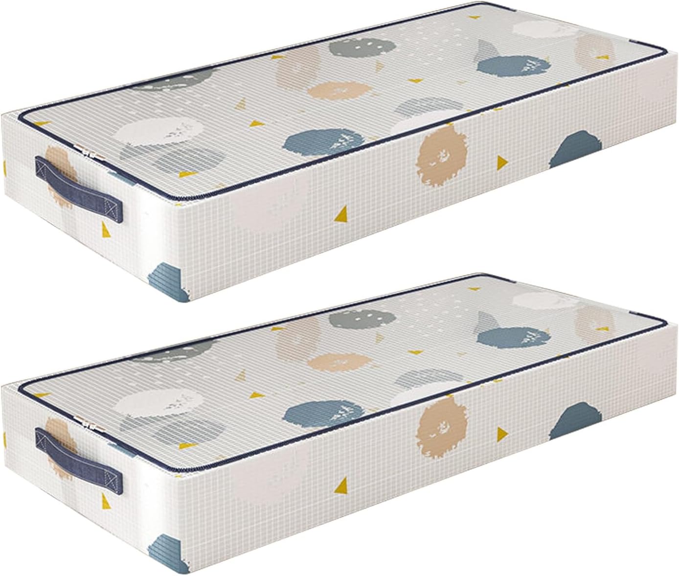 2 Pack Under Bed Storage Containers, Foldable Under Bed Clothes Storage, Transparent Window, for Clothes, Blanket, Quilt, Toys(Beige,80x50x20cm/31x20x8in)