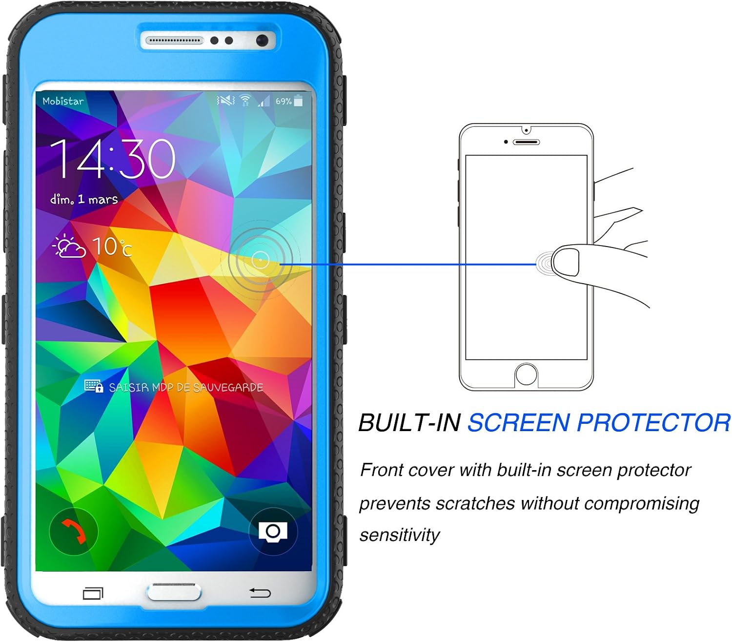 Grand Prime Case, Tekcoo® [TShell Series] [Sky Blue] Shock Absorbing [Built-in Screen Protector] Holster Locking Belt Clip Defender Heavy Duty Case Cover for Samsung Galaxy Grand Prime/Go Prime