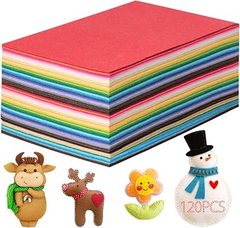 Simetufy 120 Pcs Felt Fabric Sheets, 40 Colors 8x12 Inch Assorted DIY Felt Sheets, 1mm Thick Non-Woven Patchwork Material for Sewing Projects & Decoration
