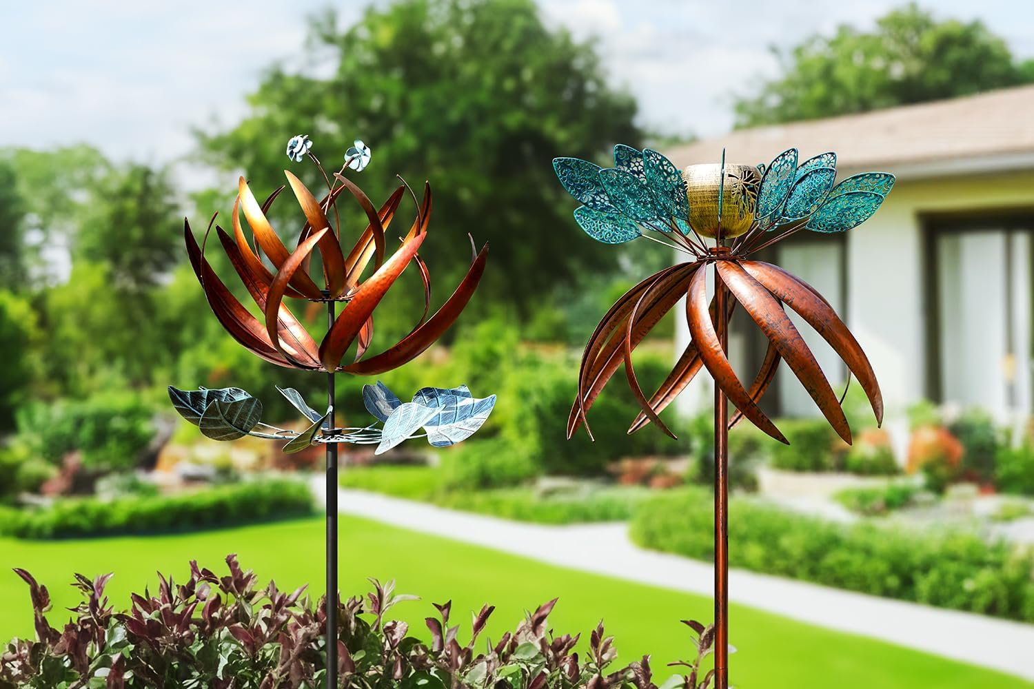 Lotus Wind Spinner and Solar Lace Flower Wind Spinner