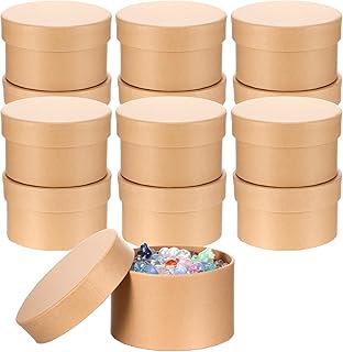 12 Pcs Round Paper Mache Box, Small Gift Box with Lid 3.35 Inch Nesting DIY Cardboard Craft Empty Boxes for Adults Decoupaging Painting Crafting Storing Jewelry Treasure