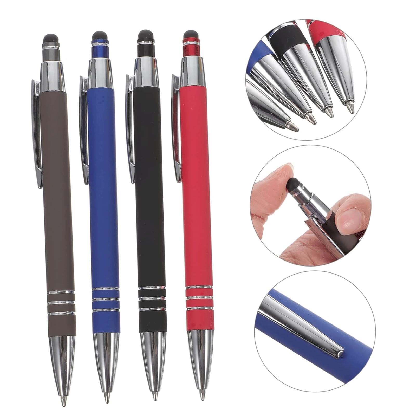 Penna a sfera, penna a inchiostro neutro Confezione da 4 penne a sfera con inchiostro gel in metallo retrattile multicolore 14x1,2x1,2 cm