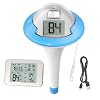 BALDR Rechargeable Wireless Pool Thermometer Floating Easy Read, Dual Screens Big Digits Water Thermometer for Swimming Pool, Hot Tub, Hot Spring, Aquarium Blue
