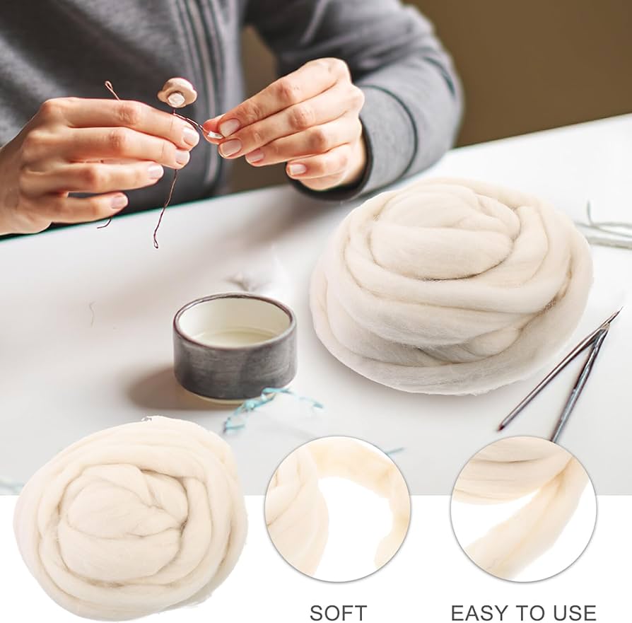 Natural Wool Felt Yarn For DIY Felting And Hand Spinning 200g - View #4