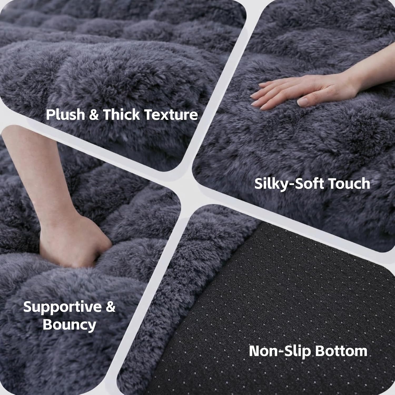 Faux Fur Memory Foam Lazy Bean Bag Sofa, Dark Grey