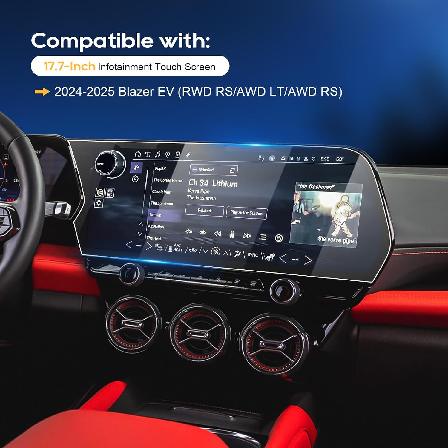 For 2025 2026 Chevy Blazer EV Screen Protector - (2PCS)2024-2026 Blazer EV (RWD RS/AWD LT/AWD RS) 17.7 Inch Touchscreen [Nano Film] 2024-2026 Blazer EV Accessories Anti Scratch HD Touch Sensitive*
