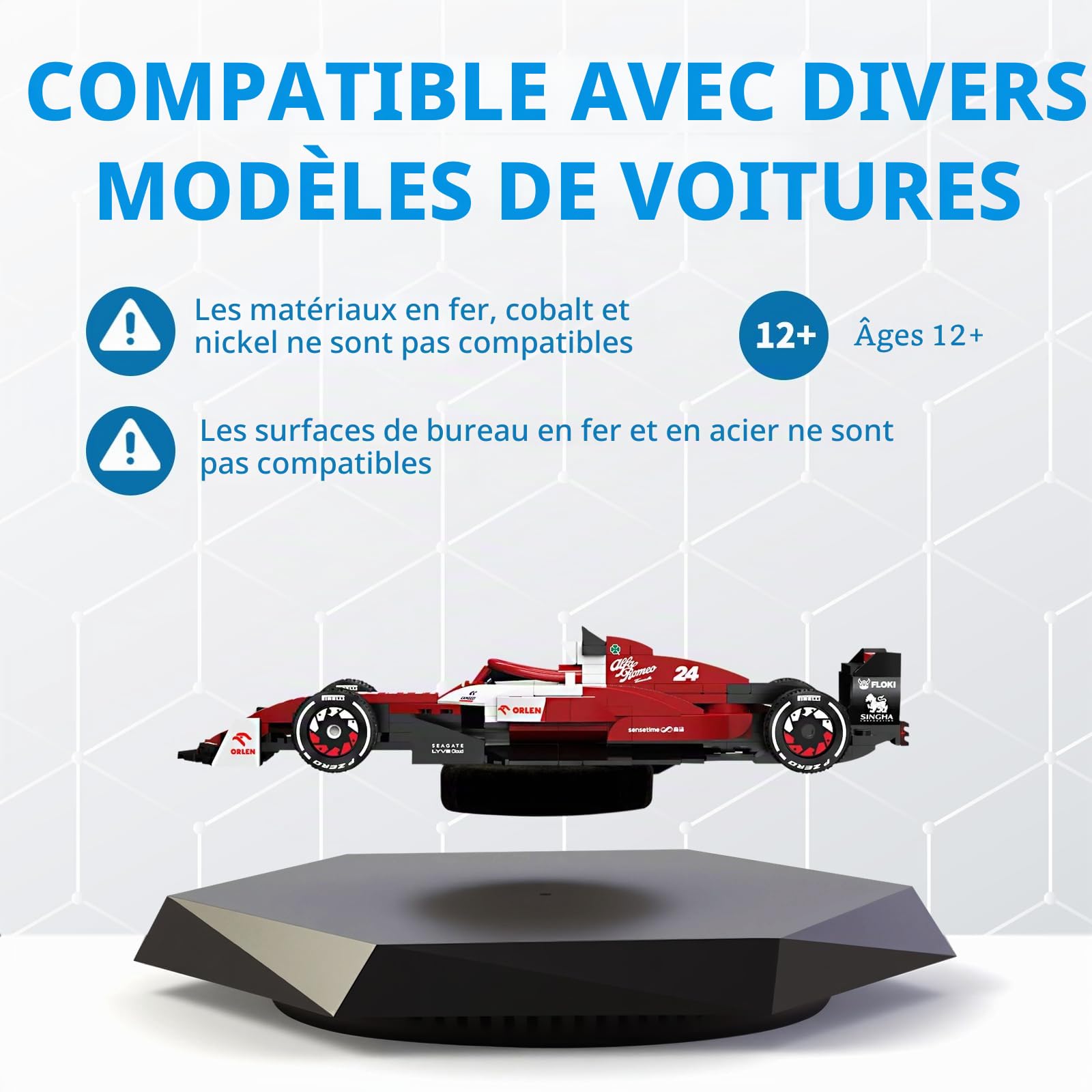 Présentoir en lévitation magnétique pour objets de collection et voitures miniatures, présentoir flottant pour jouets et figurines, plateforme flottante, lévitateur rotatif Maglev et support