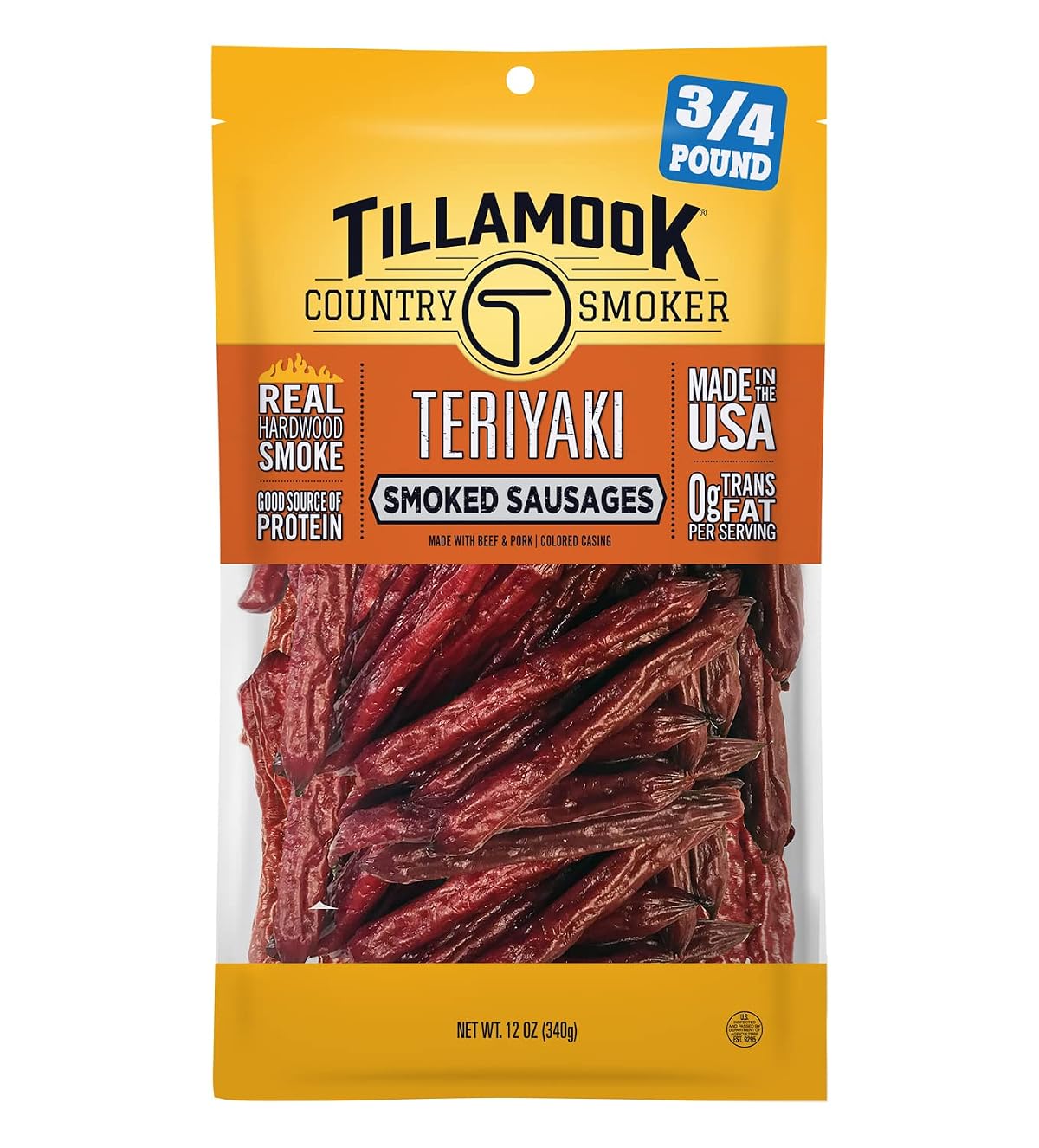 TILLAMOOK COUNTRY SMOKER Real Hardwood Smoked Sausages, Teriyaki