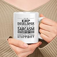 Vista 77 de Regalo para Gis Analyst - Taza de cerámica blanca de 11 oz y 15 onzas - Mi nivel de sarcasmo depende de tu nivel