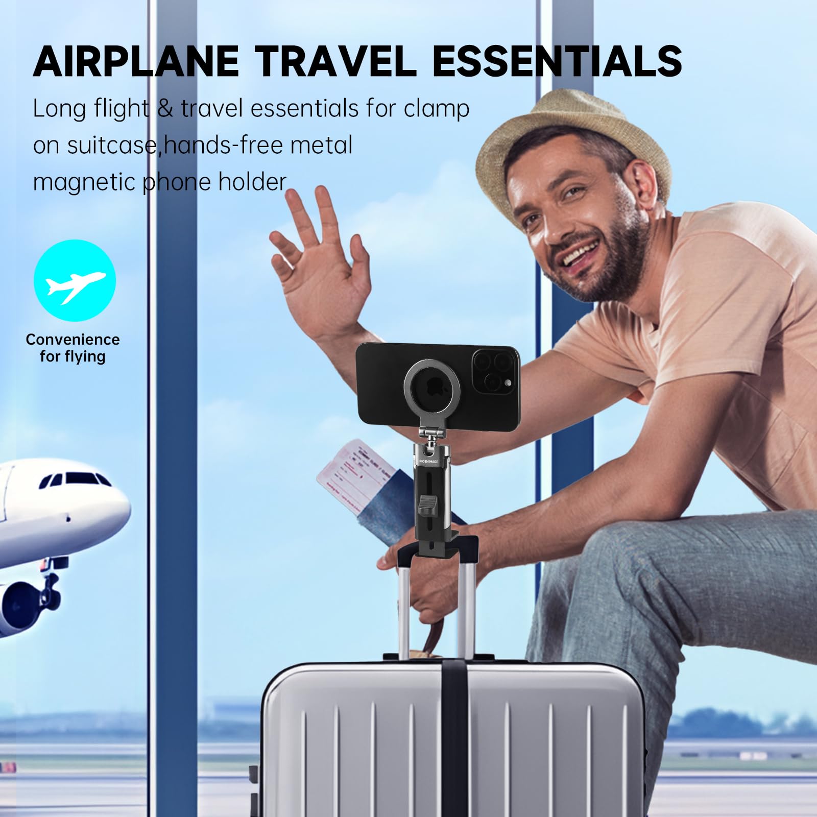 Supporto magnetico per telefono per iPhone 17-12, supporto magnetico pieghevole per scrivania, rotazione a 360°, supporto per telefono da viaggio con magnete più forte