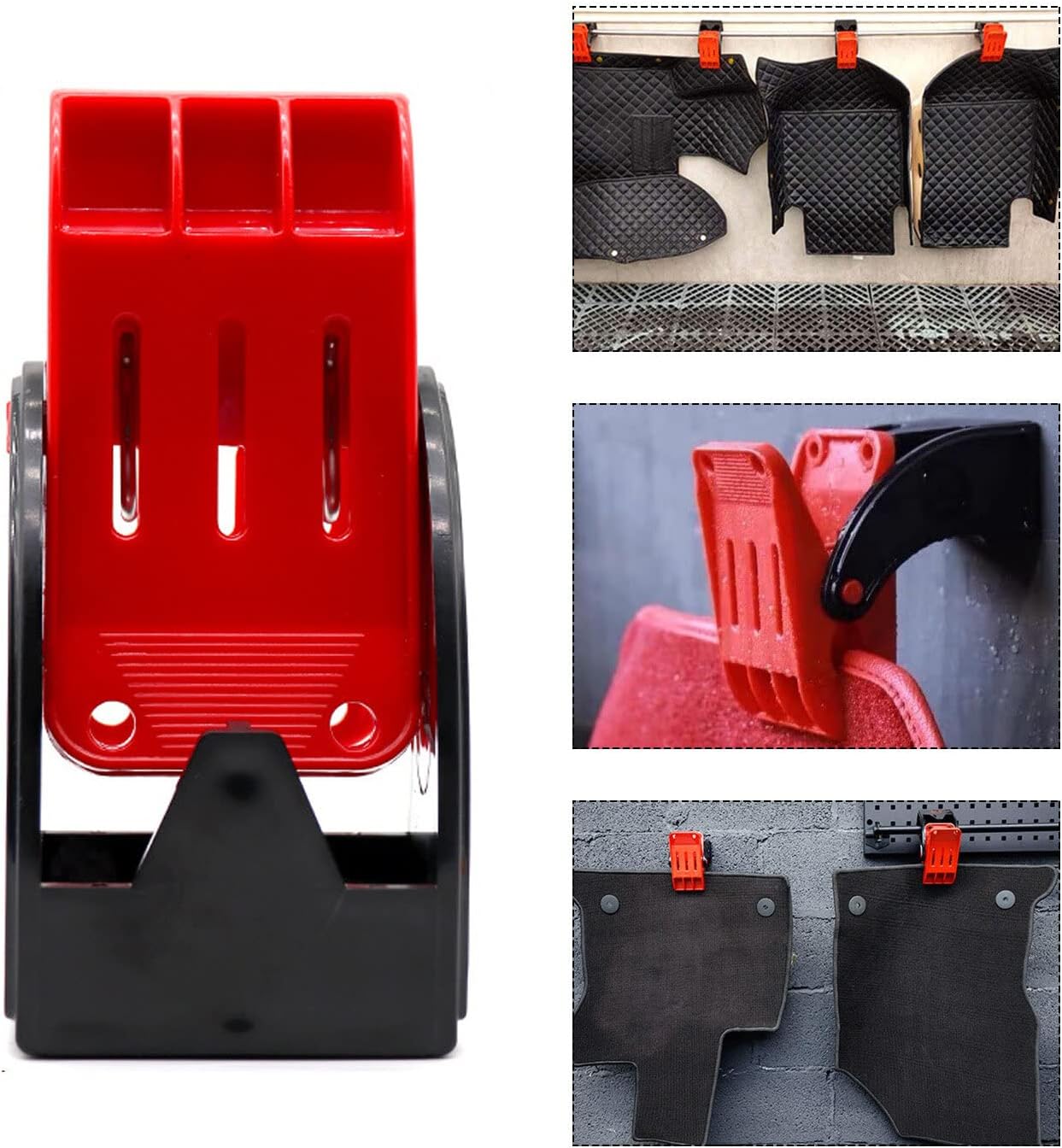 KUK 4pcs Car Wash Floor Mat Clamps, Heavy Duty Mat Clamps Wall-Mounted Car Mat Hangers, Large Swivel Clamp Anti-Slip Floor Mat Clips for Hanging and Cleaning