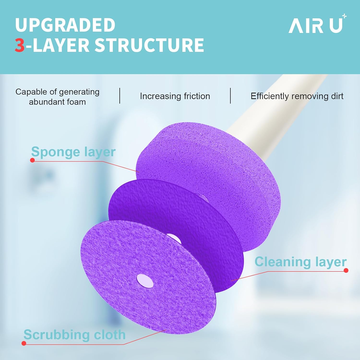 48 Count Disposable Toilet Brush Heads, Toilet Bowl Wand Refills for Toilet and Bathroom Cleaning, Purple Lavender Fragrance, Not Suitable for Electric Toilet Brushes thumbnail