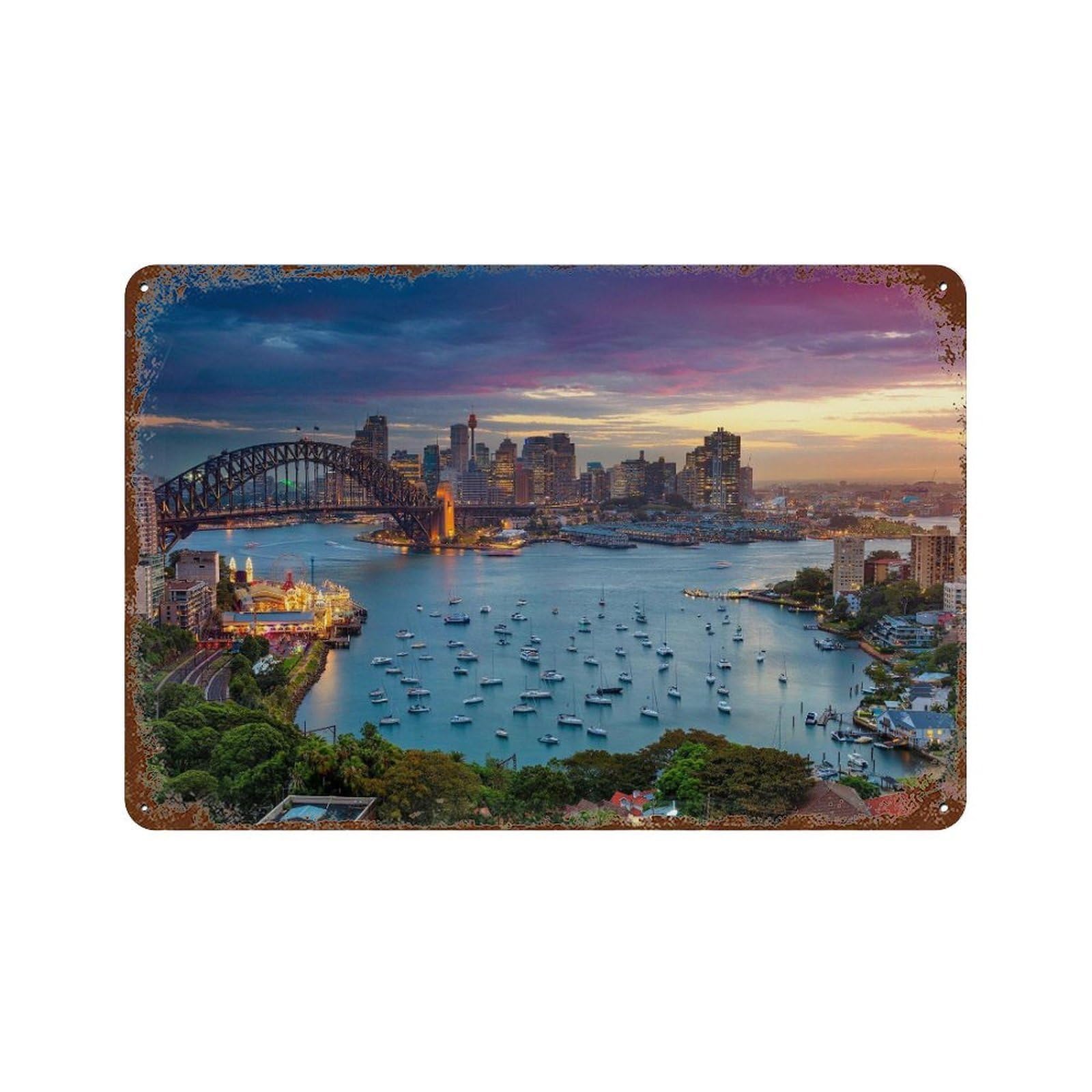 xiaoxiaoshen Real Photo Sydney Decor Australia Wall Decor Art Metal Tin Poster Modern Home Decor Art Home Bar Shop Decorations Vintage Sign 20x30cm