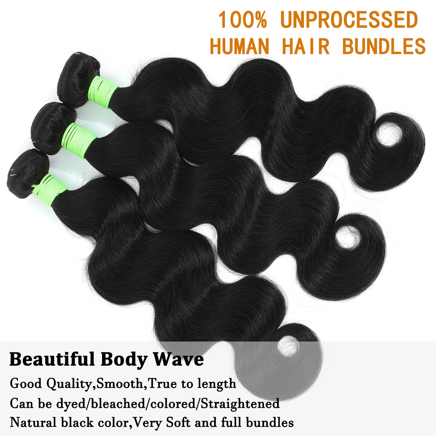 Human Hair Bundles Body Wave Bundles Human Hair 16 18 20 Inch 12A Grade 100% Unprocessed Brazilian Virgin Hair Body Wave 3 Bundles Real Human Hair Extensions For Black Women Natural Black
