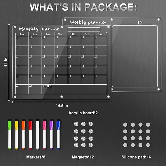 SWSKR 2 Pack Magnetic Calendar for Refridgerators 11x15
