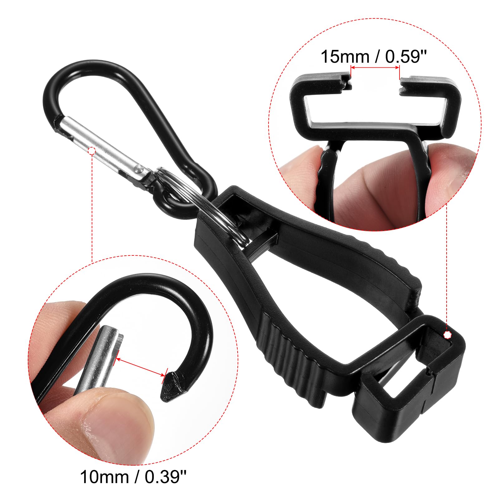 PATIKIL Glove Clips, 10 Pack Gloves Holder Clip Glove Belt Keeper Work Gloves Grabber Helmet Hanger for Construction Worker Black - Image 3
