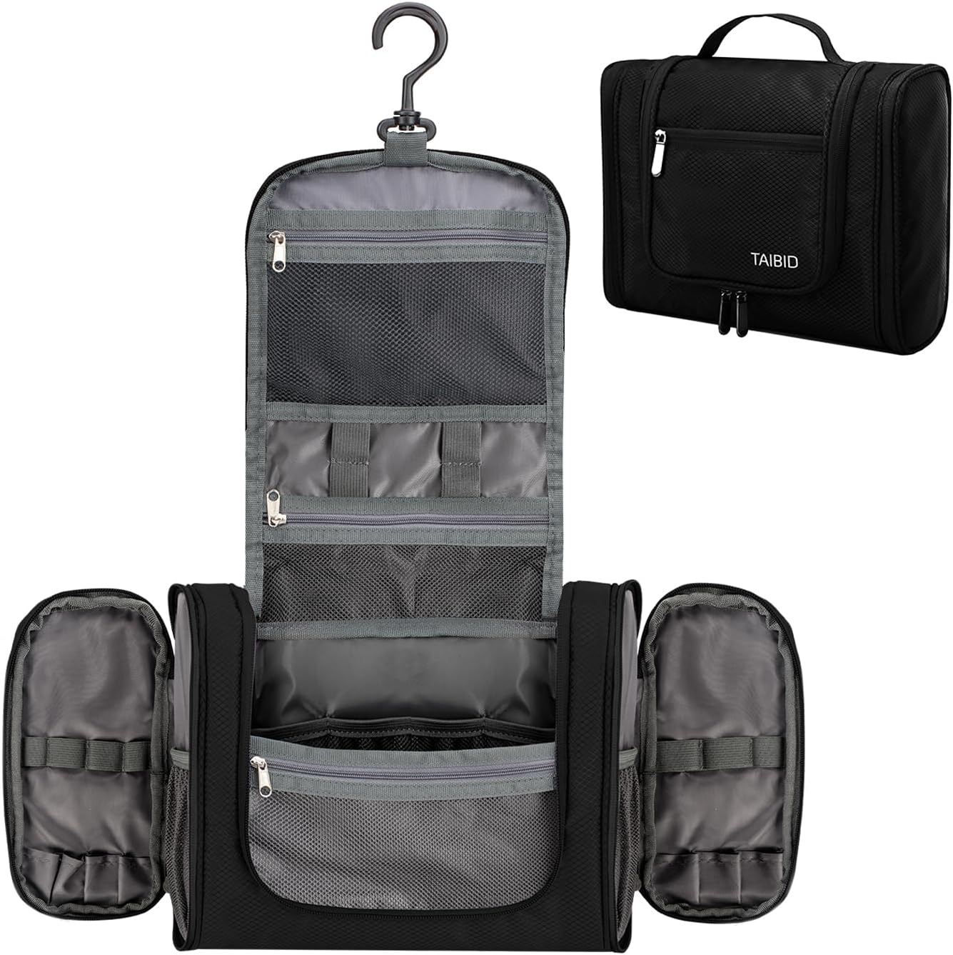 Vogano TAIBID Travel Hanging Toiletry Bag for Women and Men,Makeup Organizer Bag for Essentials Accessories Cosmetics (BLACK)