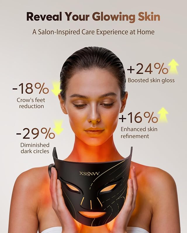 XSSNVV Red Light Therapy Mask for Face, Wireless LED Face Mask, 272 LEDs (Pink Black) image 3