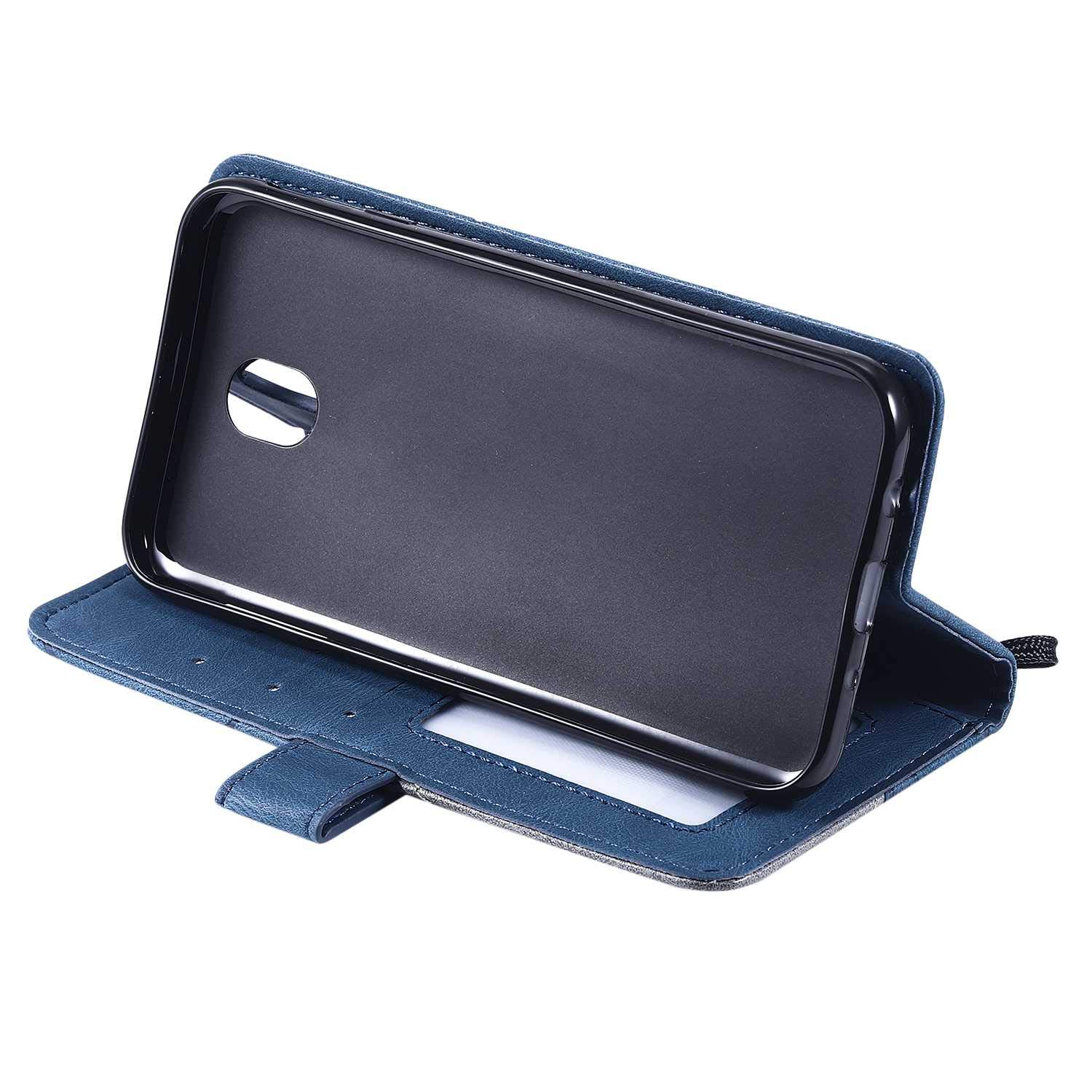 SONWO Cover per Galaxy J7 2017, Flip Caso in PU Pelle Case Cover Portafoglio Custodia per Samsung Galaxy J7 2017, [Kickstand] [Slot per Schede], Blu