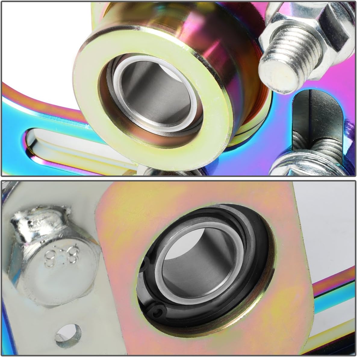 Auto Dynasty Compatible with Ford Mustang Pair Front Aluminum Adjustable +/-3.00 Camber +/-2.00 Caster Plates Neo Chrome