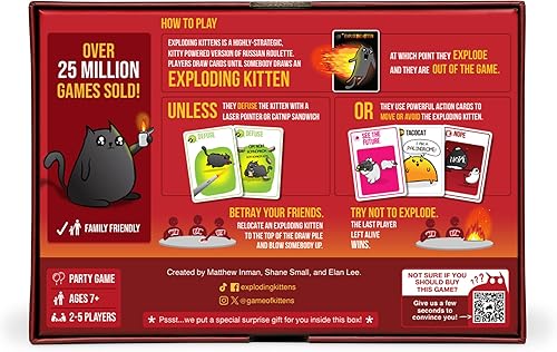 Vista 6 de Exploding Kittens Edición original – 2 – 5 jugadores – A partir de 7 años – 15 minutos para jugar – Juego de cartas de alto riesgo – Juego