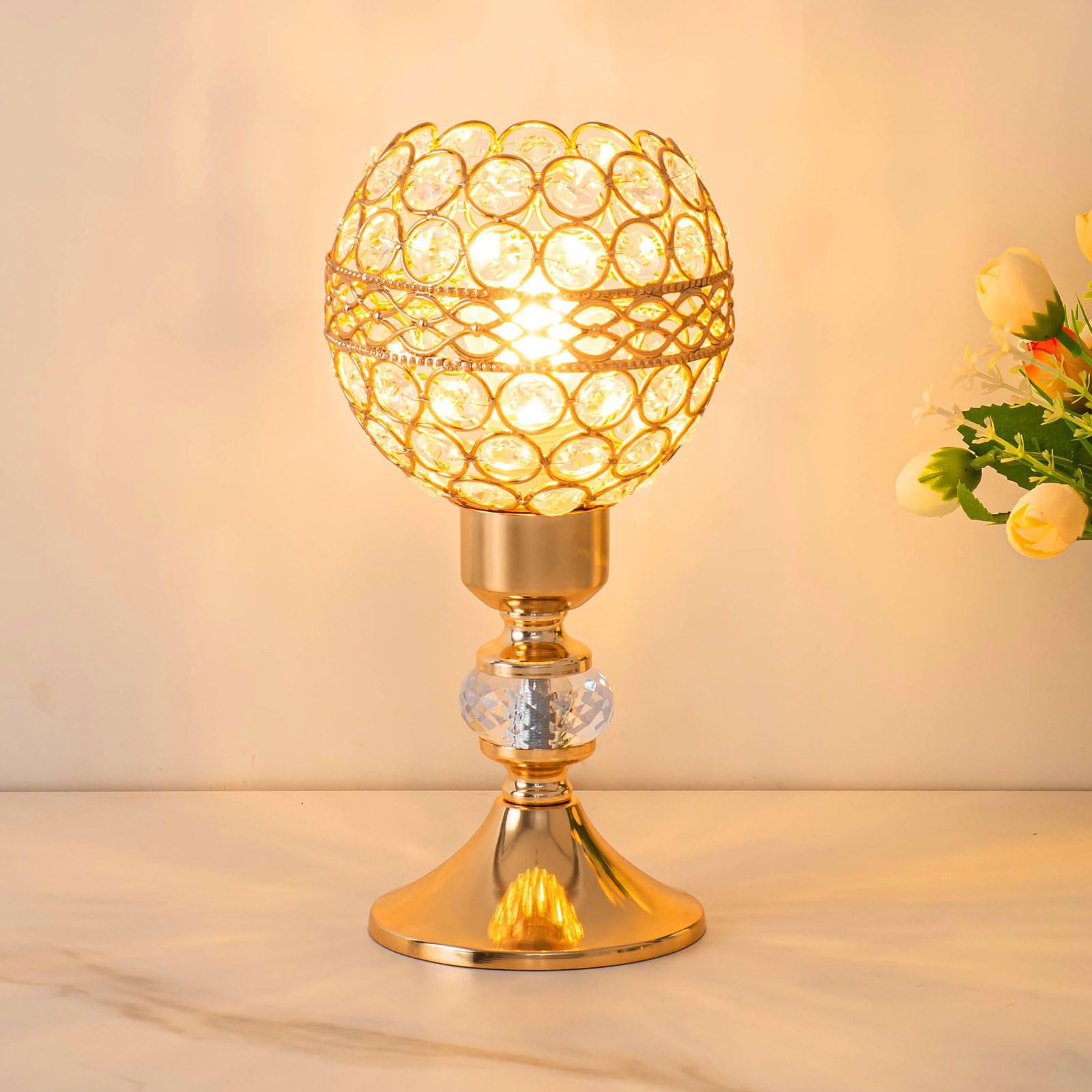 Lampka biurkowa Kryształowa lampa stołowa, oświetlenie nocne, atmosfera sypialni Lampka nocna