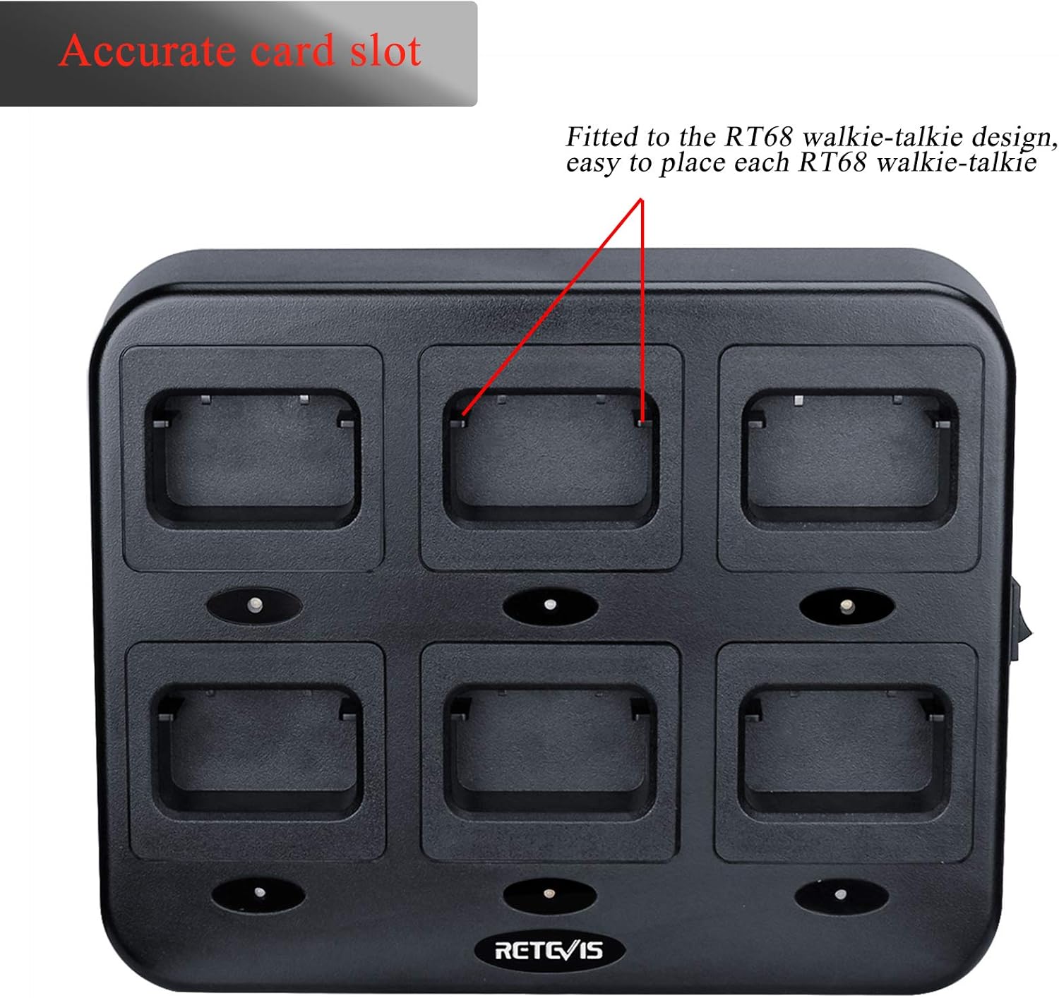 Retevis RT68 Two Way Radios(6 Pack) Bundle with Six Way Charger(1 Pack), Heavy Duty Walkie Talkies for Adults with Earpiece, Compact 2 Way Radio Long Range Rechargeable with USB Charging Base