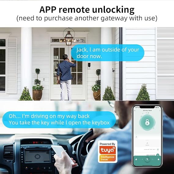 Smart Key Lock Box,Outdoor Waterproof Fingerprint Safe Box,with Password and APP Remote Access, Wall-Mount Lock Boxes for House Keys