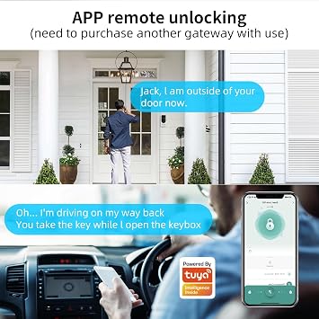Smart Key Lock Box,Outdoor Waterproof Fingerprint Safe Box,with Password and APP Remote Access, Wall-Mount Lock Boxes for House Keys