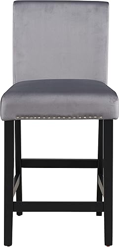 Miniatura 6 de Moderno juego de mesa de comedor de 5 piezas con mesas cuadradas y 4 sillas tapizadas para cocina, sala de estar, mesa de comedor para 4, color gris