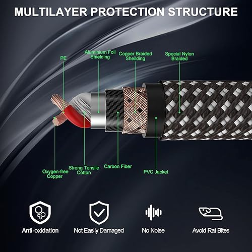Miniatura 3 de GeoHN.G Cable de micrófono XLR de 16.4 pies16.4 ft, cable de micrófono equilibrado de 3 pines XLR macho a hembra, cable de altavoz trenzado de
